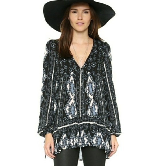 Free People Women's 60's Down by the Bay Tunic in Black & Blue - Picture 4 of 16